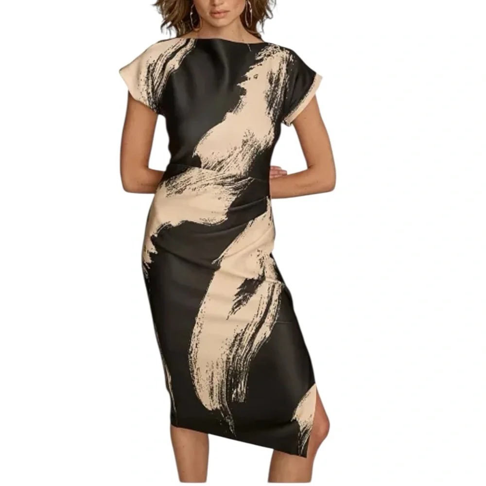 Donna Karen New York Brushstroke Scuba Sheath Dress Size 8 - Picture 6 of 14